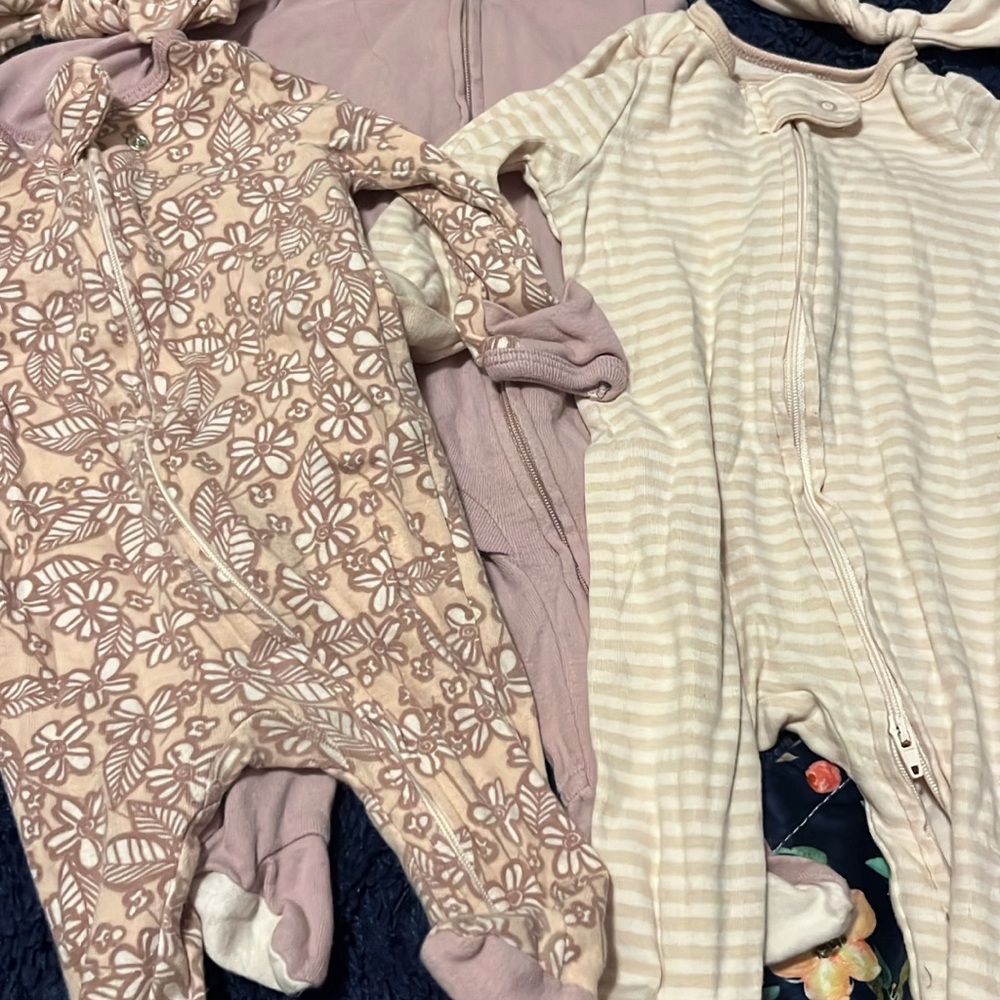Cloud island  Pink and Cream Footies Soft One Pieces